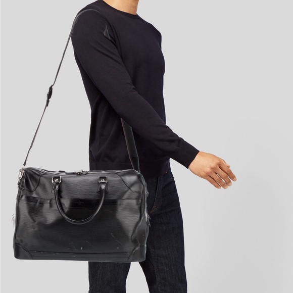 Louis Vuitton Black Epi Bourget Travel Duffel Bag Luggage Weekender Carry-On - Picture 2 of 6